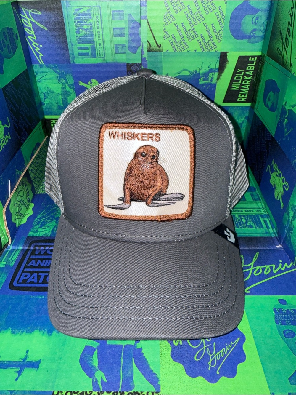 Goorin Bros Gray "Whiskers" Patch Trucker Hat